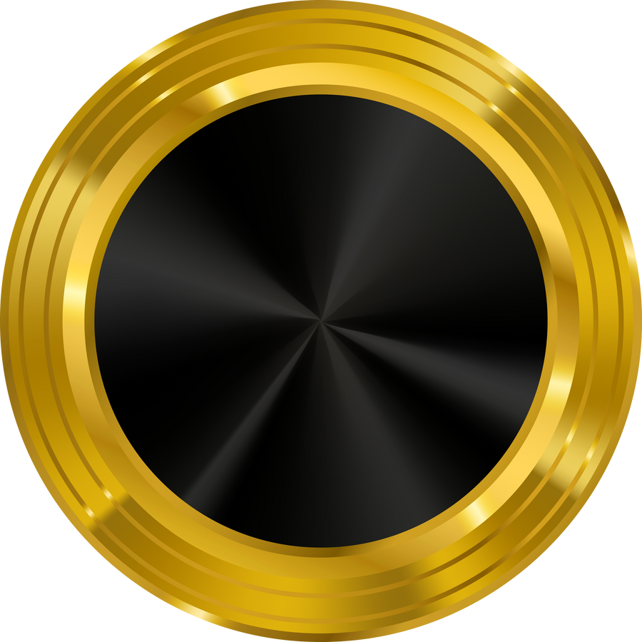Gold logo element, award badge, medal